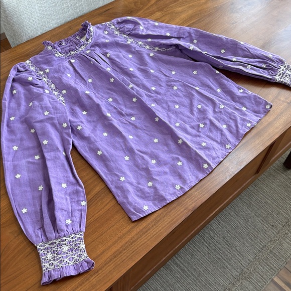 Sezane MILANO BLOUSE in Lavender Embroidered Size EU Fr 38 US 6 - Picture 6 of 12